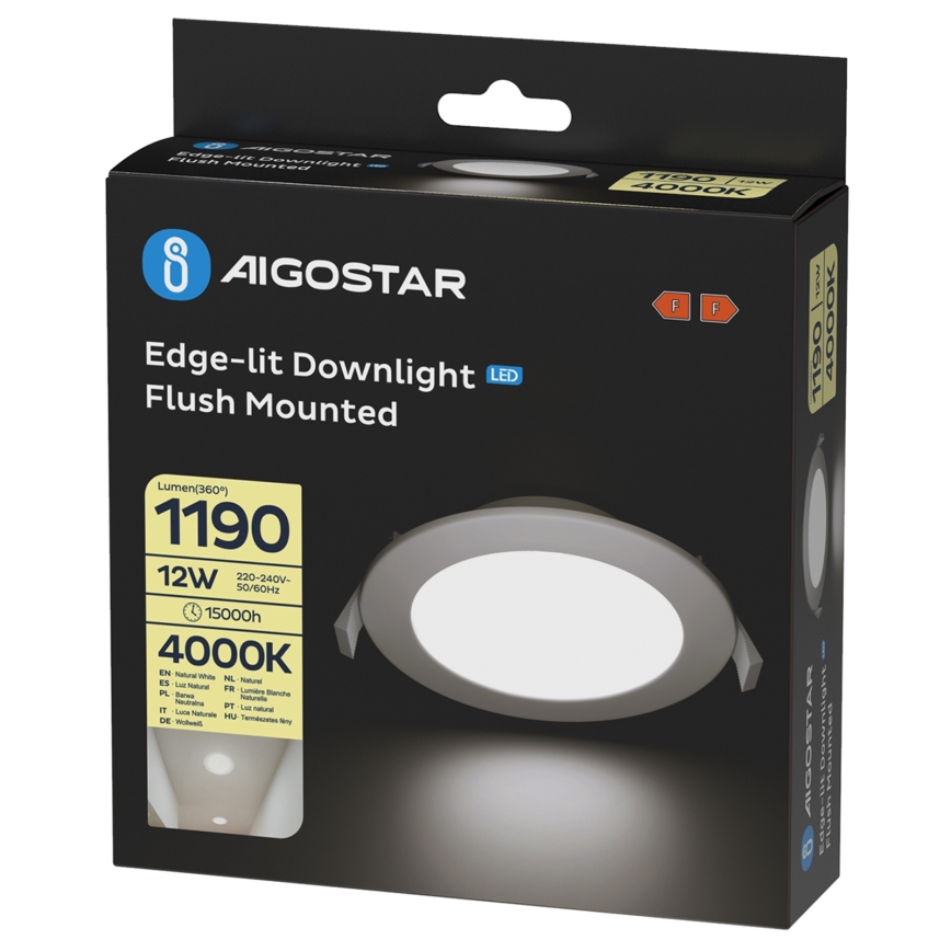 Aigostar - LED beépíthető mennyezeti lámpatest LED/12W/230V 4000K átm. 17 cm fehér