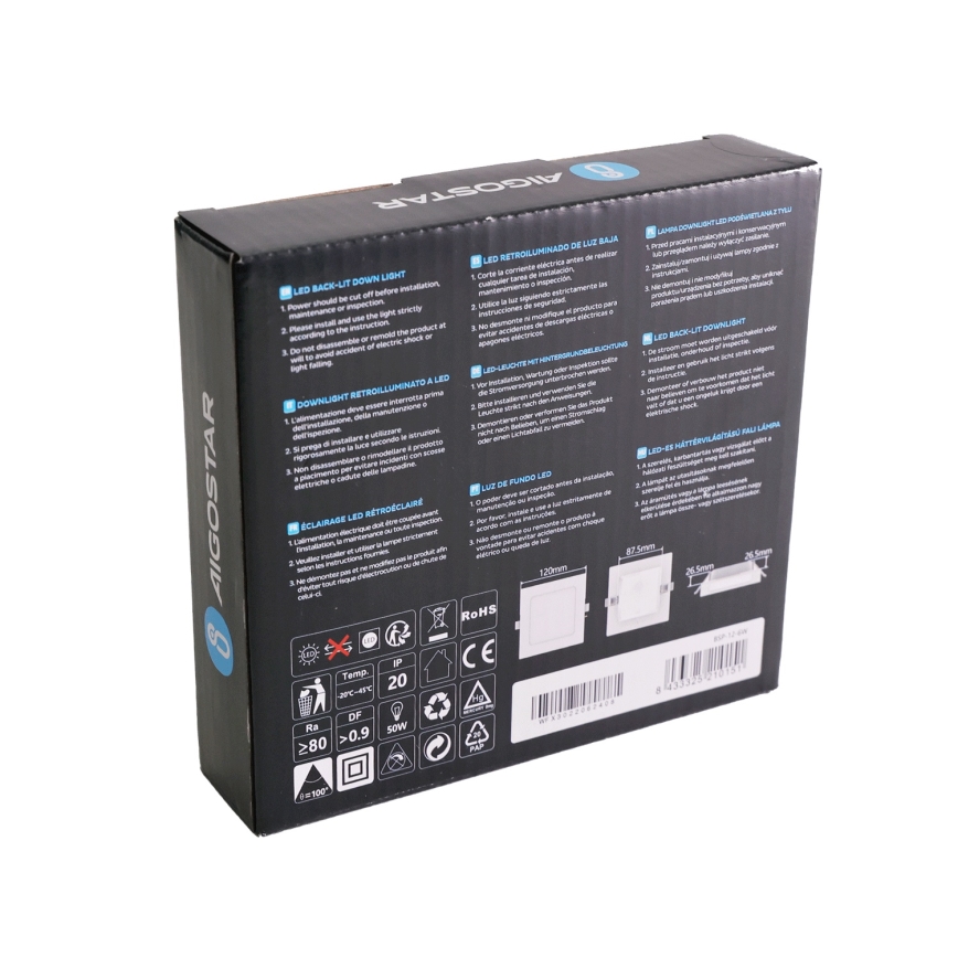 Aigostar - LED beépíthető mennyezeti lámpatest LED/6W/230V 3000K 12x12 cm fehér