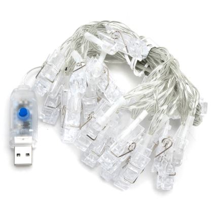 Aigostar - LED dekorációs fényfüzér 20xLED/5W/USB 6 m meleg fehér