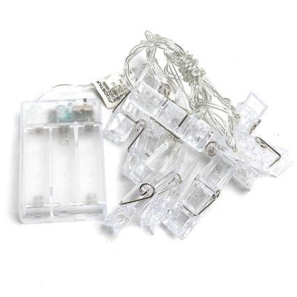 Aigostar - LED dekorációs fényfüzér csipeszekkel 20xLED/3xAA 3,3 m meleg fehér