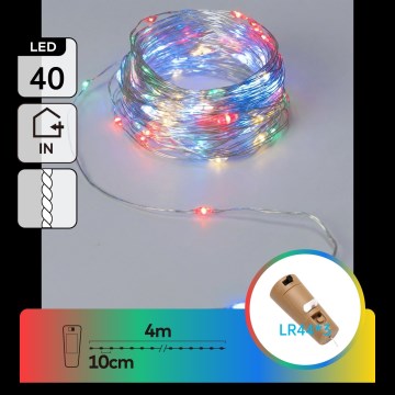 Aigostar - LED dekorációs fényfüzér palackdugóval 40xLED/3xLR44 4m többszínű