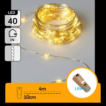 Aigostar - LED dekorációs lánc palackdugóval 40xLED/3xLR44 4m meleg fehér