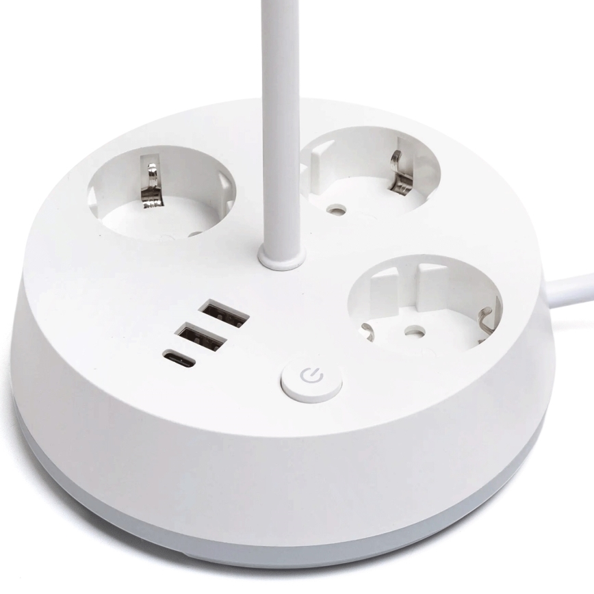 Aigostar - Dimmelhető LED asztali lámpa aljzatokkal és USB-porttal LED/4,6W/230V 3000/4000/6500K fehér