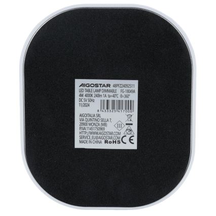 Aigostar - LED Dimmelhető asztali lámpa LED/4W/5V 4000K