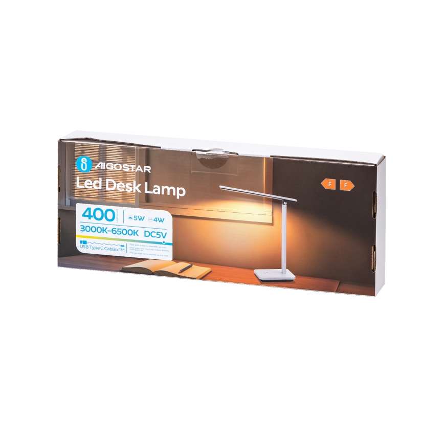 Aigostar - LED Dimmelhető asztali lámpa LED/5W/5V 3000-6500K fehér/fekete