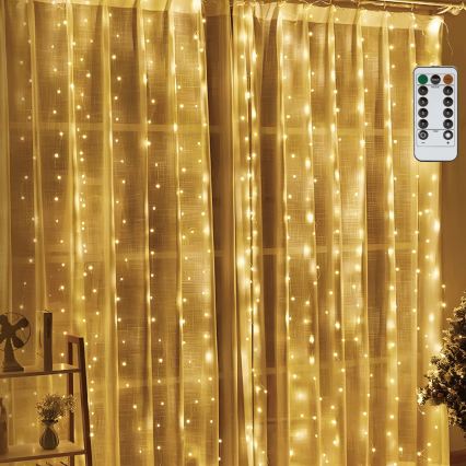 Aigostar - Dimmelhető LED karácsonyi fényfüzér 300xLED/8 világítási mód USB 6x3m meleg fehér + távirányító
