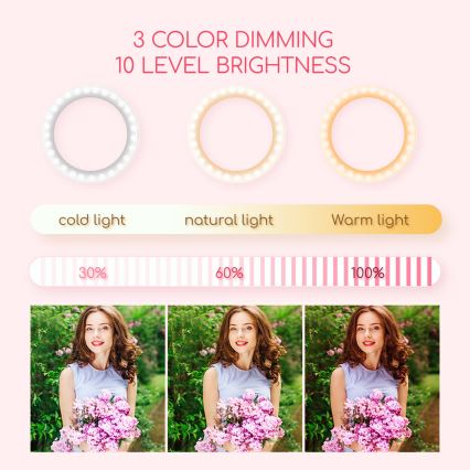 Aigostar - LED Dimmelhető körlámpa LED/11W/5V 2800-5700K 102 cm + távirányítás