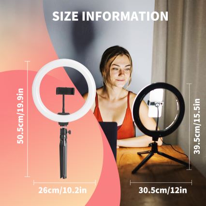 Aigostar - LED Dimmelhető körlámpa LED/12W/230V 2700-6500K 50,5 cm