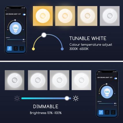 Aigostar - LED Dimmelhető mennyezeti lámpa LED/18W/230V á. 34 cm Wi-Fi