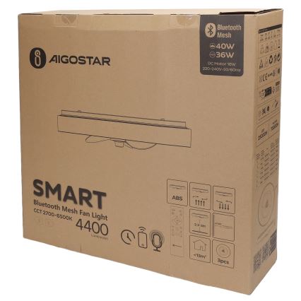 Aigostar - LED Dimmelhető mennyezeti lámpa ventilátorral MESH LED/40W/230V 2700-6500K fekete + távirányítás