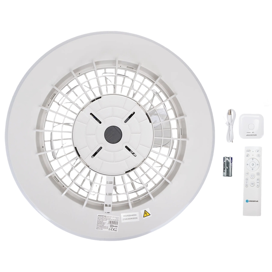 Aigostar - LED Dimmelhető mennyezeti lámpa ventilátorral MESH LED/40W/230V 2700-6500K fehér + távirányítás