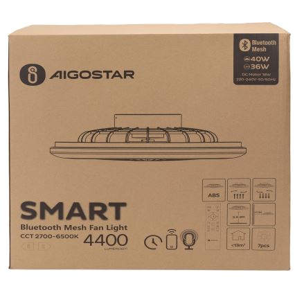 Aigostar - LED Dimmelhető mennyezeti lámpa ventilátorral MESH LED/40W/230V 2700-6500K fehér + távirányítás