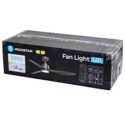 Aigostar - LED Dimmelhető mennyezeti ventilátor LED/20W/230V 2700-6500K 132cm fekete + távirányítás