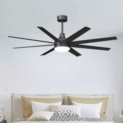 Aigostar - LED Dimmelhető mennyezeti ventilátor LED/24W/230V 2700-6500K 165cm fekete + távirányítás