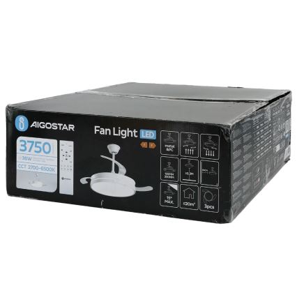 Aigostar - LED Dimmelhető mennyezeti ventilátor LED/36W/230V 2700-6500K átm. 107 cm + távirányítás fehér