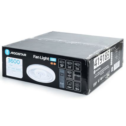 Aigostar - LED Dimmelhető mennyezeti ventilátor LED/40W/230V 2700/4000/6500K átm. 50 cm + távirányítás fehér