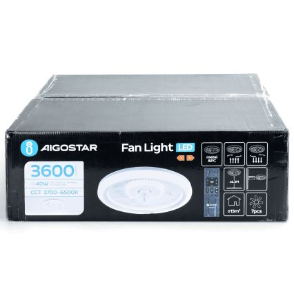 Aigostar - LED Dimmelhető mennyezeti ventilátor LED/40W/230V 2700/4000/6500K átm. 50 cm + távirányítás fehér