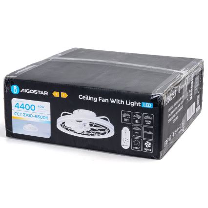 Aigostar - LED Dimmelhető mennyezeti ventilátor LED/40W/230V 2700-6500K átm. 48 cm + távirányítás fehér