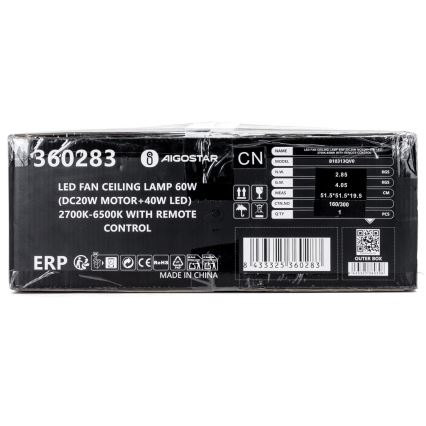 Aigostar - LED Dimmelhető mennyezeti ventilátor LED/40W/230V 2700-6500K átm. 48 cm + távirányítás fehér