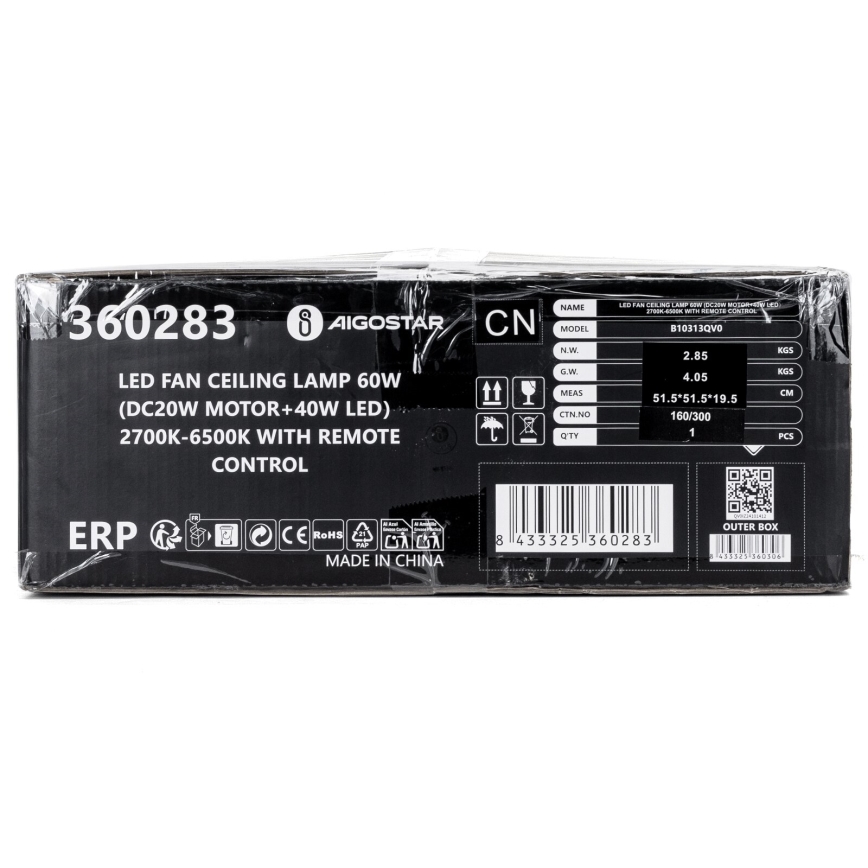 Aigostar - LED Dimmelhető mennyezeti ventilátor LED/40W/230V 2700-6500K átm. 48 cm + távirányítás fehér