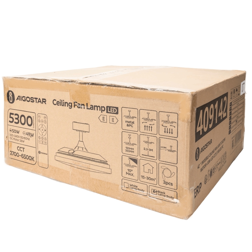 Aigostar - LED Dimmelhető mennyezeti ventilátor LED/50W/230V 2700-6500K 106cm fekete + távirányítás