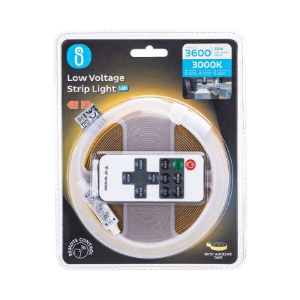 Aigostar - LED Dimmelhető szalag 5m LED/36W/24/230V 3000K + távirányítás