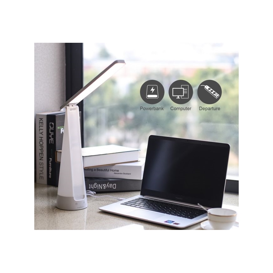 Aigostar - LED Dimmelhető újratölthető asztali lámpa LED/7W/5V 4000K 4400 mAh fehér