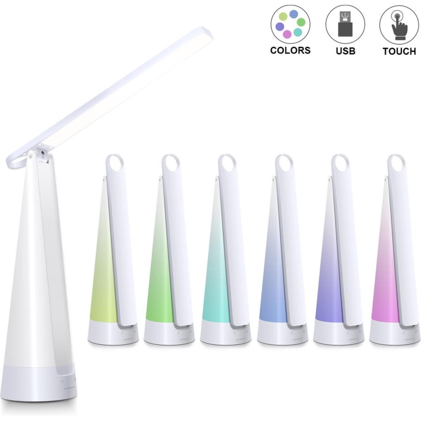 Aigostar - LED Dimmelhető újratölthető asztali lámpa LED/7W/5V 4000K 4400 mAh fehér
