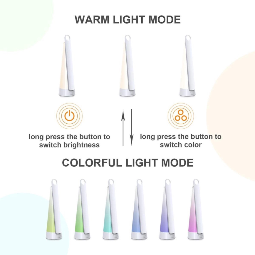 Aigostar - LED Dimmelhető újratölthető asztali lámpa LED/7W/5V 4000K 4400 mAh fehér