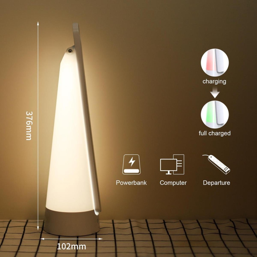 Aigostar - LED Dimmelhető újratölthető asztali lámpa LED/7W/5V 4000K 4400 mAh fehér