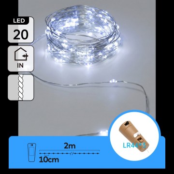 Aigostar - LED díszfüzér palackdugóval 20xLED/3xLR44 2m hideg fehér