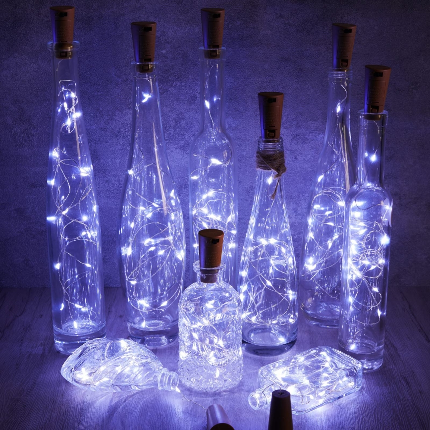 Aigostar - LED díszfüzér palackdugóval 20xLED/3xLR44 2m hideg fehér