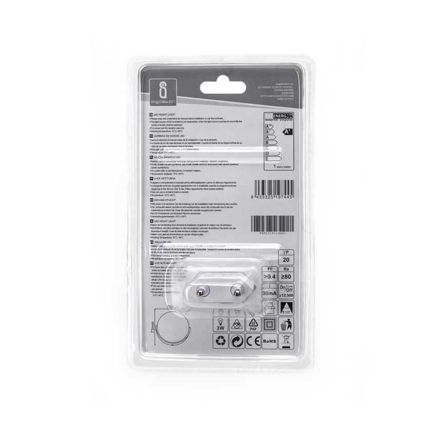 Aigostar - LED Éjjeli lámpa alkonyérzékelővel LED/1W/230V 6500K kerek