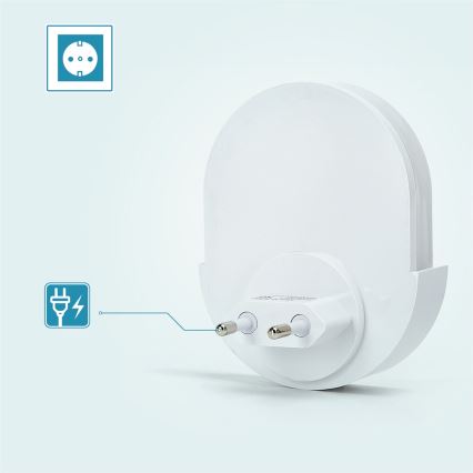 Aigostar - LED éjjeli lámpa érzékelővel LED/1W/230V 6500K ovális