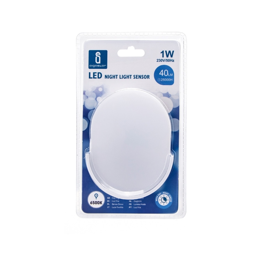 Aigostar - LED éjjeli lámpa érzékelővel LED/1W/230V 6500K ovális