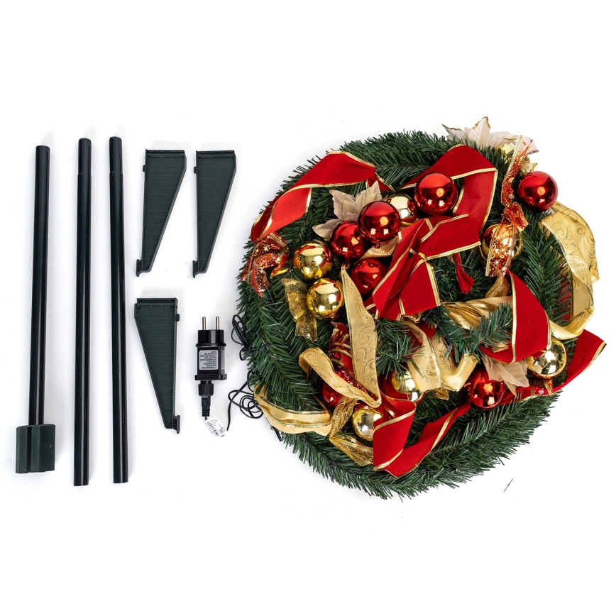 Aigostar - LED kültéri karácsonyfa, 100 LED, 1,5 m, IP44, piros/arany, meleg fehér