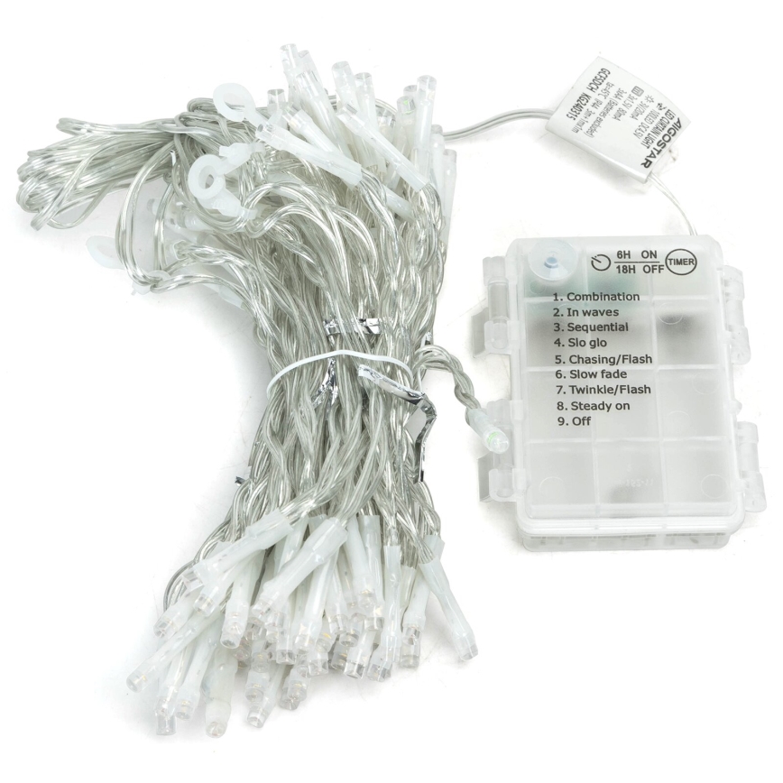 Aigostar - LED-es kültéri karácsonyi fényfüzér 200×LED, 8 funkciós, 3×AA, 5×2 m, IP44, meleg fehér