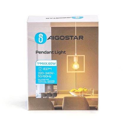 Aigostar - LED fa függeszték zsinóron 1xE27/9W/230V 2200K fenyő