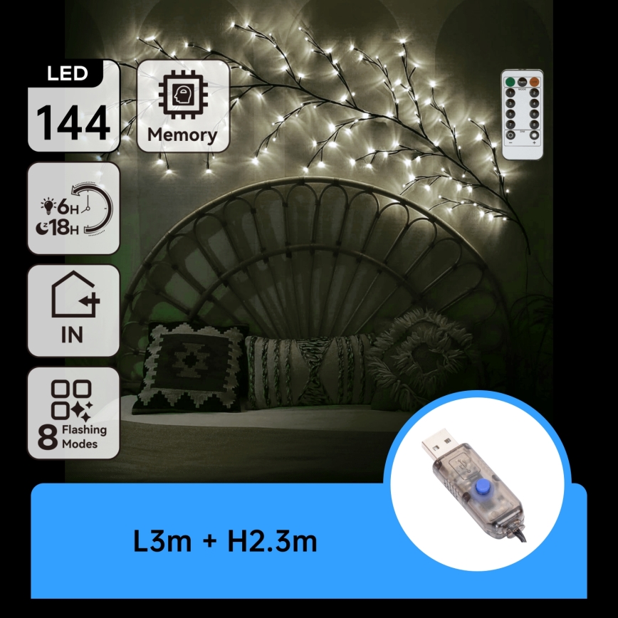 Aigostar - LED Fali dekoráció 144xLED/5W/5V hideg fehér