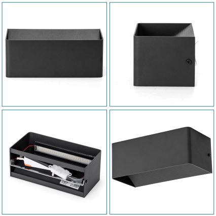 Aigostar - LED Fali lámpa LED/12,5W/230V 20x10 cm fekete