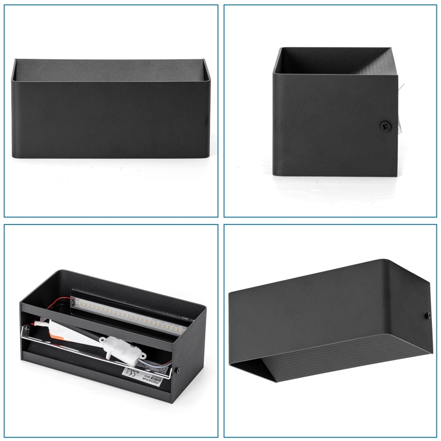 Aigostar - LED Fali lámpa LED/12,5W/230V 20x10 cm fekete