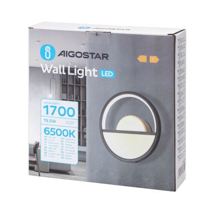 Aigostar - LED fali lámpa LED/13,5W/230V 6500K fekete/arany