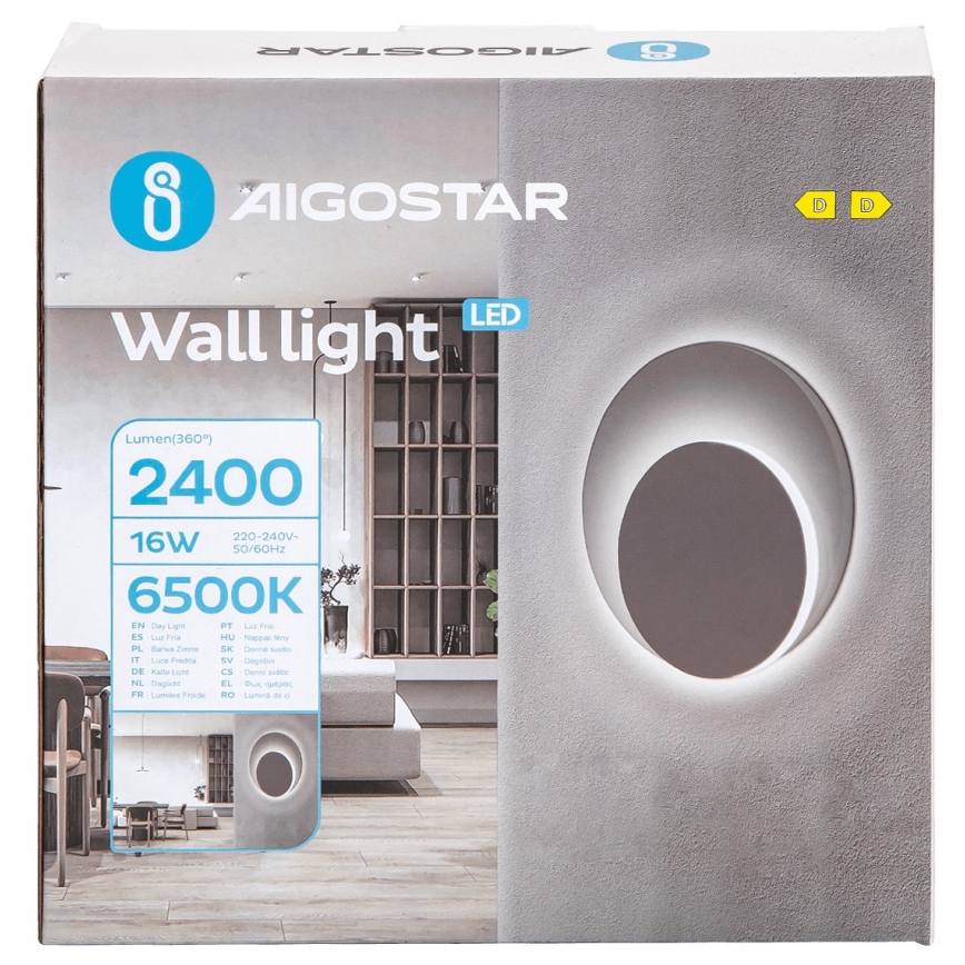 Aigostar - LED fali lámpa LED/16W/230V 6500K fehér