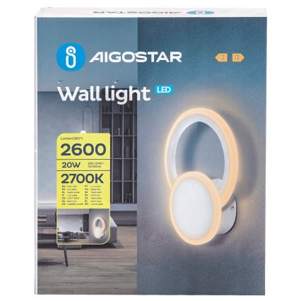 Aigostar - LED fali lámpa LED/20W/230V 2700K fehér