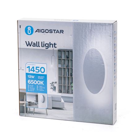 Aigostar - LED fali lámpatest 12W/230V 6500K 25 cm fehér