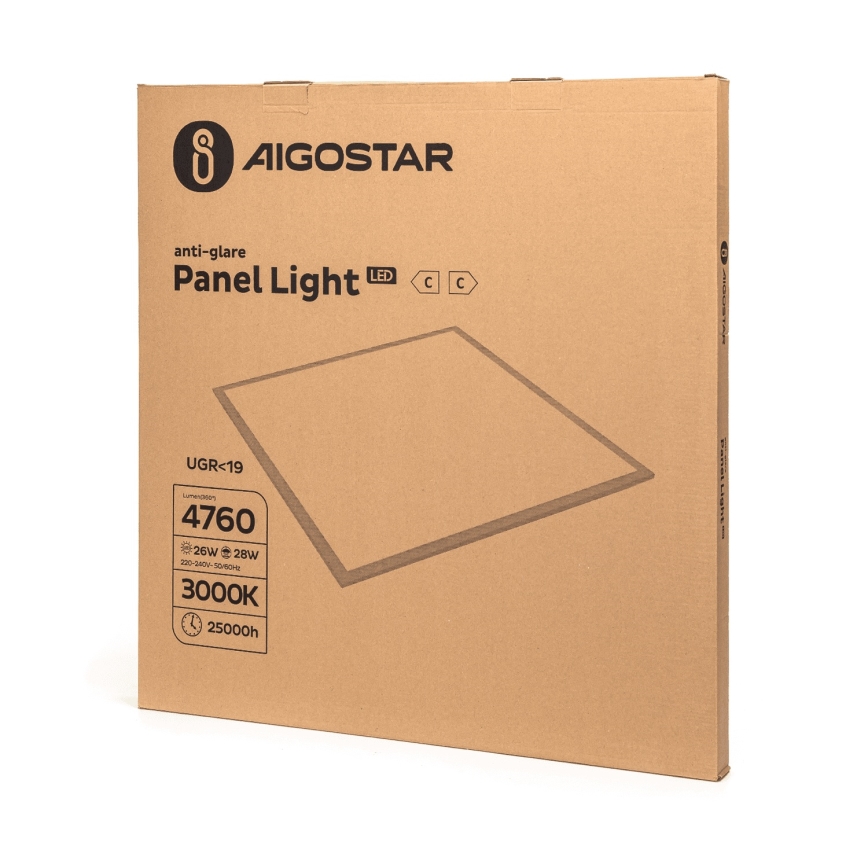 Aigostar - LED felületre szerelhető panel LED/28W/230V High Efficiency UGR19 3000K 59,5x59,5 cm