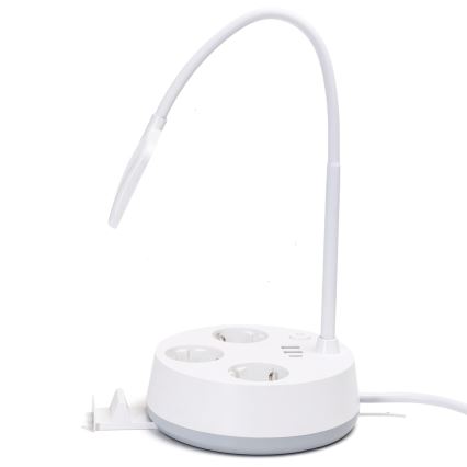 Aigostar - LED fényerőszabályozható asztali lámpa dugaljakkal és USB-porttal LED/4,6W/230V 3000/4000/6500K fehér