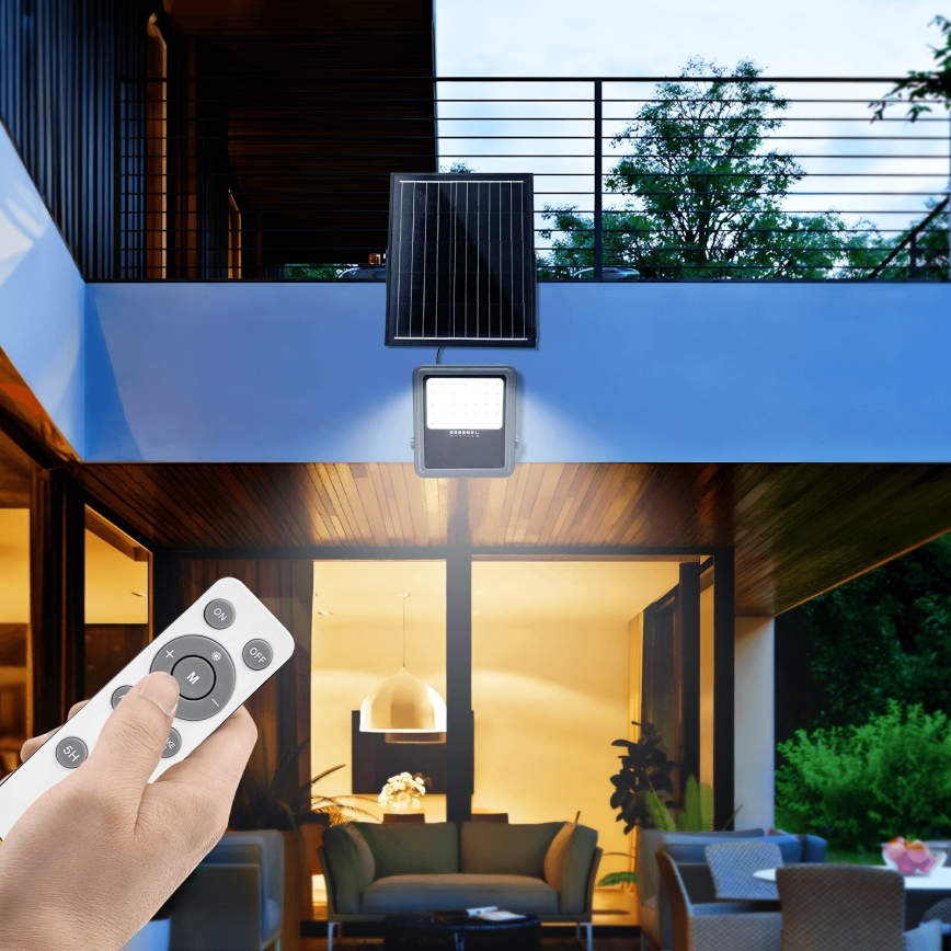 Aigostar - Dimmelhető LED napelemes reflektor LED/200W/3,4V IP65 15000 mAh + távirányító