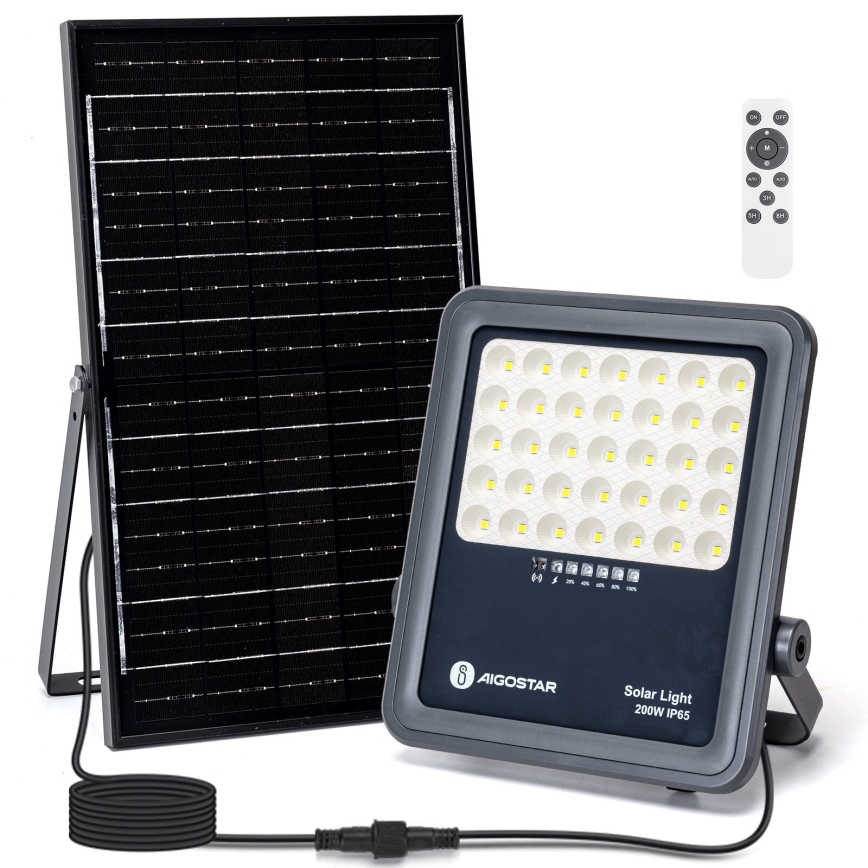 Aigostar - Dimmelhető LED napelemes reflektor LED/200W/3,4V IP65 15000 mAh + távirányító