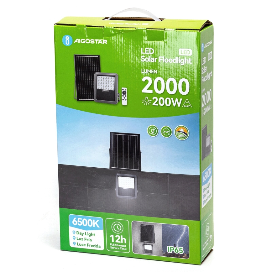 Aigostar - Dimmelhető LED napelemes reflektor LED/200W/3,4V IP65 15000 mAh + távirányító